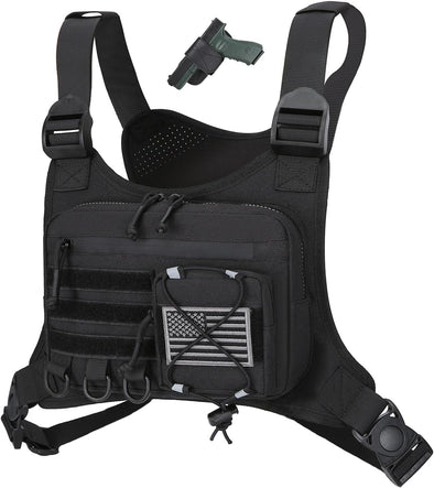 Outdoor Sports Chest Bag for Men, Chest Vest Holster Fits Most Pistols, EDC Travel Chest Pack for Running, Hiking