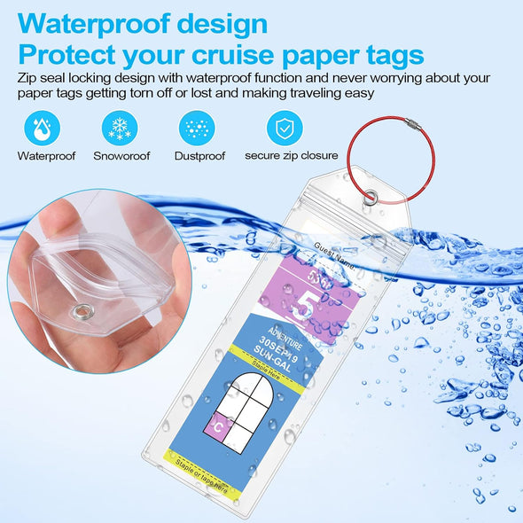 Cruise Luggage Tag Holder for Royal Caribbean Ships and Celebrity, 6Pack Clear Tags Cruise Travel Essentials for 2025-2026