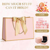 JMANNI Gift Bags, 1PCS Gift Bags Large with Ribbon and 1 Greeting Cards 2 Tissue Paper, Portable Paper Gift Bag with Handles, Birthday Gift Bags,Present Bags for Wedding Party Mothers Day. 12.6''X9.84''X4''(Pinkgolden)