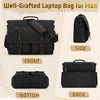 RAINSMORE Mens Messenger Bag 17-17.3 Inch Vintage Canvas Briefcase Water-Resistant Large Computer Laptop Bag Rugged Satchel Shoulder Bag for Work Travel, Bookbag for College