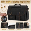 RAINSMORE Mens Messenger Bag 17-17.3 Inch Vintage Canvas Briefcase Water-Resistant Large Computer Laptop Bag Rugged Satchel Shoulder Bag for Work Travel, Bookbag for College