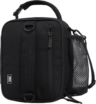 MIER Expandable Lunch Bag Insulated Lunch Box for Men to Work Travel Portable Lunchbox Bags with Shoulder Strap and Water Bottle Holder, Black