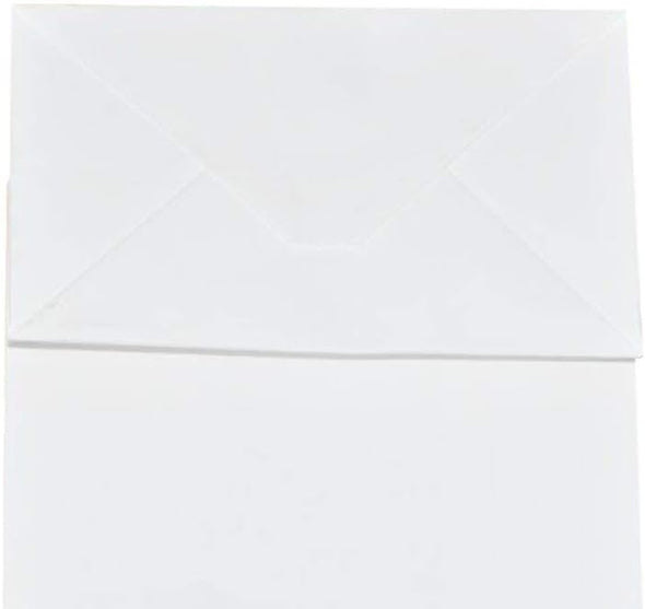 Bagmad 50 Pack 8X4.75X10 Inch Medium White Kraft Paper Bags with Handles Bulk, Gift Bags, Craft Grocery Shopping Retail Birthday Party Favors Wedding Sacks Restaurant Takeout, Business (50Pcs)
