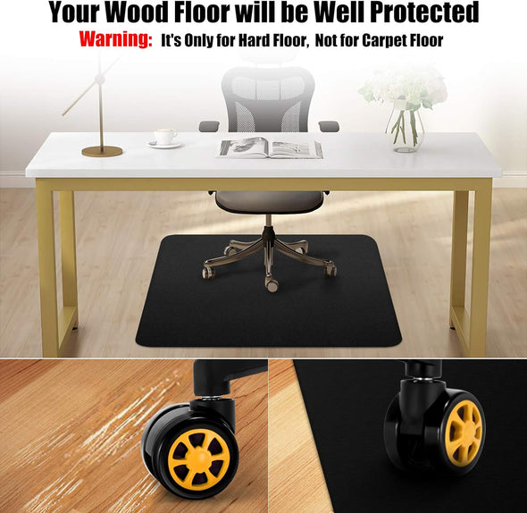 Kuyal Chair Mat for Hardwood Floor 36 X 48 Inches Rectangle Floor Mats Wood/Tile Protection Mat for Office & Home, Black