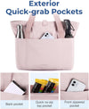 BAGSMART Tote Bag for Women, Foldable Tote Bag with Zipper Travel Large Shoulder Bag Handbag for Work-16.5''L X 6''Wx 14''H