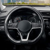 SEG Direct Flat Bottom Steering Wheel Cover Carbon Fiber, D Shaped Car Wheel Cover 14 1/2-15 In. (37-39 Cm), Black Microfiber Leather with Carbon Fiber Pattern