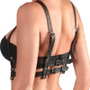 Wiwpar Punk Black Leather Chest Harness Body Waist Chain Belt Rave Nightclub Sexy Belly Bra Jewelry Accessory for Women Girls
