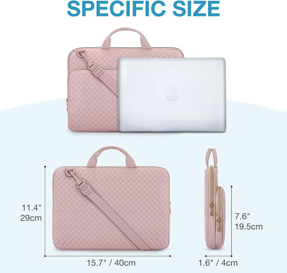 BAGSMART Protective Sleeve Case Compatible with Macbook Pro 16 Inch,15.6 Inch, Hp,Dell,Acer Aspire,Asus Notebook,Laptop with Shoulder Strap,Pocket,Handle,Pink