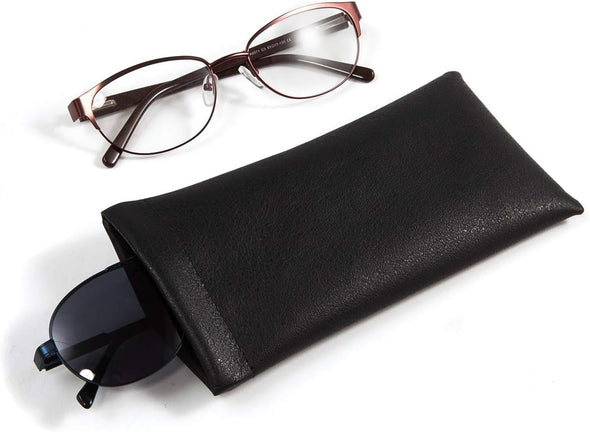 TRIUMPH VISION Squeeze Leather Sunglasses Pouch - 3 Pack Spring Storage Glasses Pouch Holder