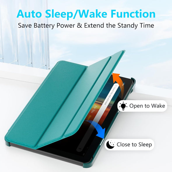 New Amazon Fire HD 8 Tablet Case (12Th/10Th Generation, 2024/2022/2020 Release), Lainergie Slim Light Smart Trifold Stand PU Lether Cover with Auto Wake/Sleep Incompatible with Alcatel TCL, Emerald