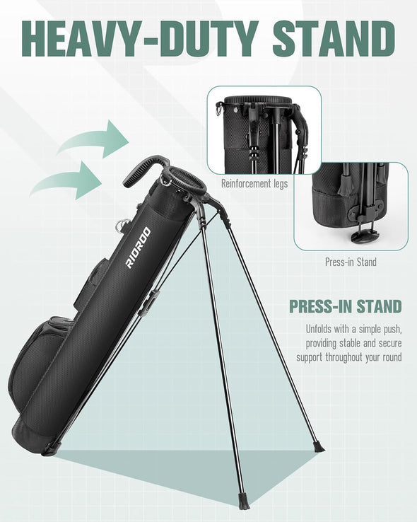 Golf Stand Bag, Lightweight Par 3 Golf Bag Holds up to 7 Clubs with Two Way Dividers Cooler Pocket Shoulder Strap and Multiple Storage Pockets for Men and Women