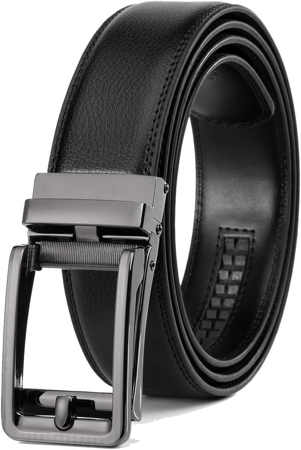 Founders & C Men'S Leather Ratchet Comfort Click Belt Dress with Slide Buckle -Adjustable Trim to Fit