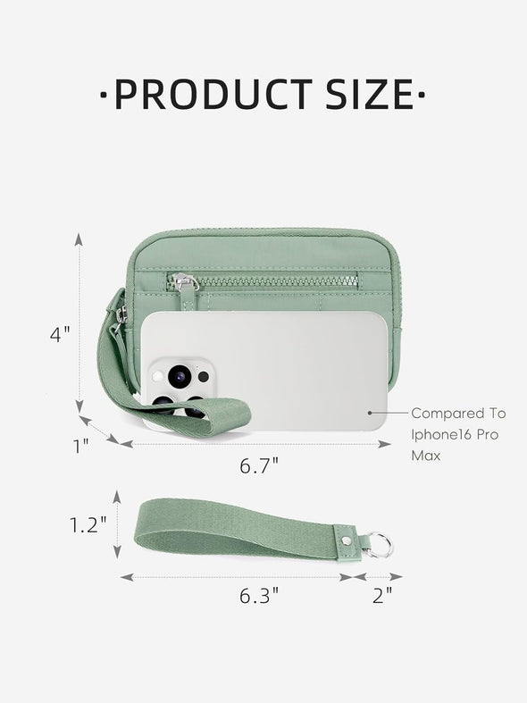 WESTBRONCO Wristlet Wallets for Women Nylon Quilted RFID Wallet with 3 Zipper Purse for Travel