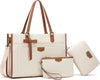 Keyli 3Pcs Laptop Bag for Women,15.6 Inch Canvas Tote Bag Work Bags Large Business Computer Briefcase Shoulder Handbag Purse