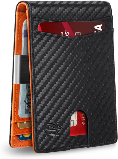 Zitahli Slim Wallet for Men Gifts 12 Card Slots ID Window with Money Clip Minimalist RFID Front Pocket Bifold Leather Small Thin Gift Box Dad Birthday Christmas Regalos Hombres