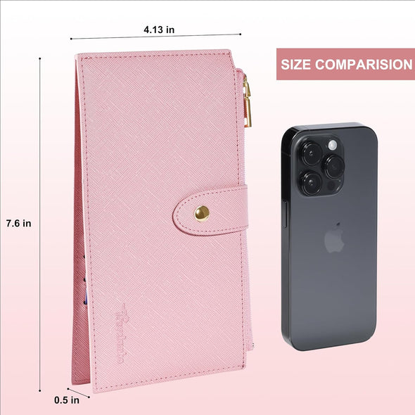 Travelambo RFID Wallet Women Large Size Bifold Multi Card Wallet Case with Zipper Pocke Credit Card Holder for Women