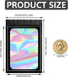 Funfery 100 Pcs Black Mylar Holographic Bags Packaging Bags,Clear Resealable Bag Foil Pouch Bag for Food Storage and Lipgloss,Jewelry,Eyelash Packaging for Small Business(2.4X3.9Inch)