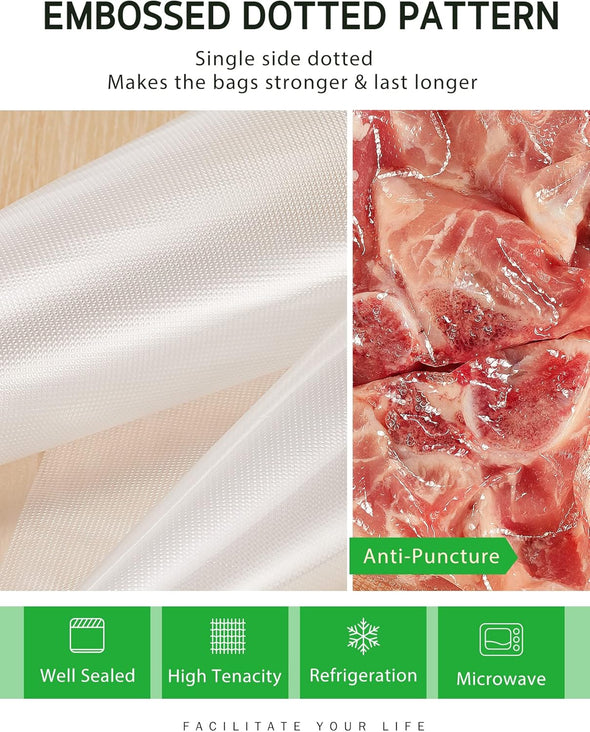 Syntus 11" X 150' Food Vacuum Seal Roll Keeper with Cutter Dispenser, Commercial Grade Vacuum Sealer Bag Rolls, BPA Free Food Vac Bags, Ideal for Storage, Meal Prep and Sous Vide
