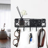 Happyhapi Key Holder for Wall Decorative, Entryway Key Hooks, Wall Mounted Key Rack with 5 Hooks, Metal Wire Mesh Basket Mail Holder, 9.8”Lx2.1”Wx4.1”H