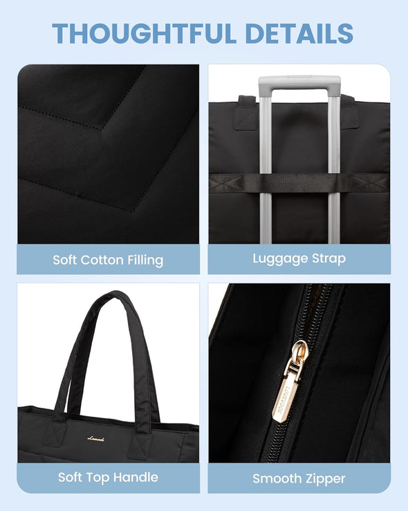 LOVEVOOK Tote Travel Bag for Women, Puffer Work Handbag with Zipper for Teacher Nurse, Quilted Laptop Shoulder Gym Bag Cute