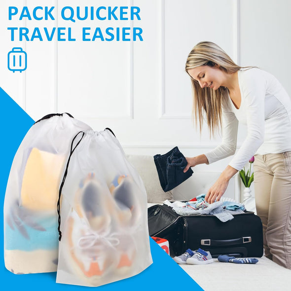 Clear Shoe Bags - 10 PCS, 15.7" X 11.8", Drawstring Travel Shoe Bags for Packing, Waterproof Dustproof Portable Shoe Storage for Men and Women