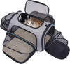 Siivton 4 Sides Expandable Pet Carrier, Airline Approved Soft-Sided Dog Cat Carrier Bag with Fleece Pad for Cats, Puppy and Small Animals (4 Extension Gray_Blue, L:18.0" L X 11.0" W X 11.0" H)