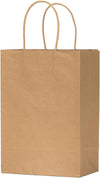 Vanhel 50 PCS Gift Bags with Handles,8 X 4.25 X 10.5 Inches,Gift Bag,Brown Paper Bags with Handles Bulk, Shopping,Party, Retail, Merchandise, Favor