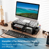 Gianotter Desk Computer Monitor Stand Riser with Drawer and 2 Pen Holder, Desk Organizer, Monitor Stand for Desk, Storage for Classroom Office Supplies Decor (Black)