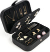 Travel Jewelry Box, Small Jewelry Organizer Boxes for Women Girls, 2 Layer Travel Jewlery Case, PU Leather Mini Portable Jewerly Storage Display Holder for Earrings, Ring, Necklaces, Bracelets - Black