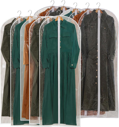 All Clear Garment Bags for Hanging Clothes, 60" Dress Bags for Gowns Long, Plastic Dustproof Dress Garment Bag, Long Dress Bag with Zipper for Gown, Winter Long Coats, Dance Costume（10 Packs）