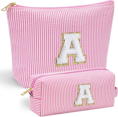 YOOLIFE Mothers Day Gifts for Women | Personalized Initial Makeup Bag | Pink Cosmetic Bag Travel Bag | 11 12 13 14 15 16 Years Old Girl Gifts Graduation Teacher Gifts Teen Girl Gifts Trendy Stuff A