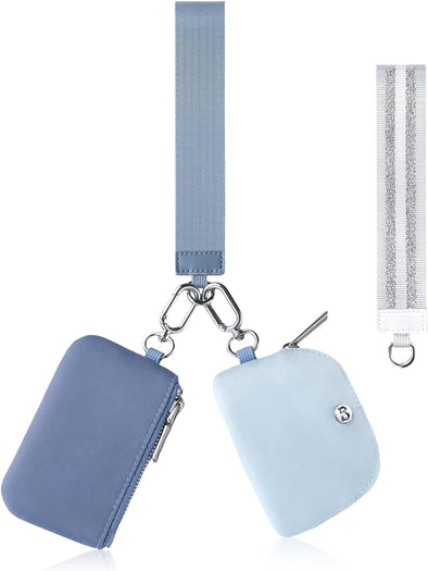 Babysun Mini Zip around Dual Pouch Wristlet with 2 Straps Wristlet Keychain Wallet for Women Coin Purse Small Cute for Teen Girl