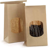 Bagdream Small Bakery Bags with Window 50Pcs 3.54X2.36X6.7 Inches Window Tin Tie Tab Lock Kraft Brown Paper Bags for Coffee Bean, Cookies, Treat, Snack