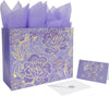 Qirrmiy 13" Large Rose Purple Gift Bag Set with Greeting Card and Tissue Paper for Women or Girls for Celebrating Birthdays, Valentine'S Day, Weddings, Anniversaries, Mother'S Day