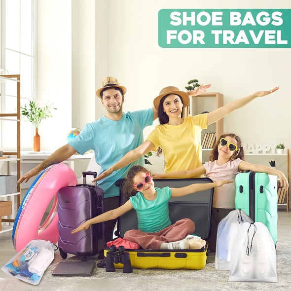 Transparent Shoe Bags for Travel 22 Pack Large Clear Shoe Organizers Pouch with Rope Portable Drawstring Storage Bag for Men & Women