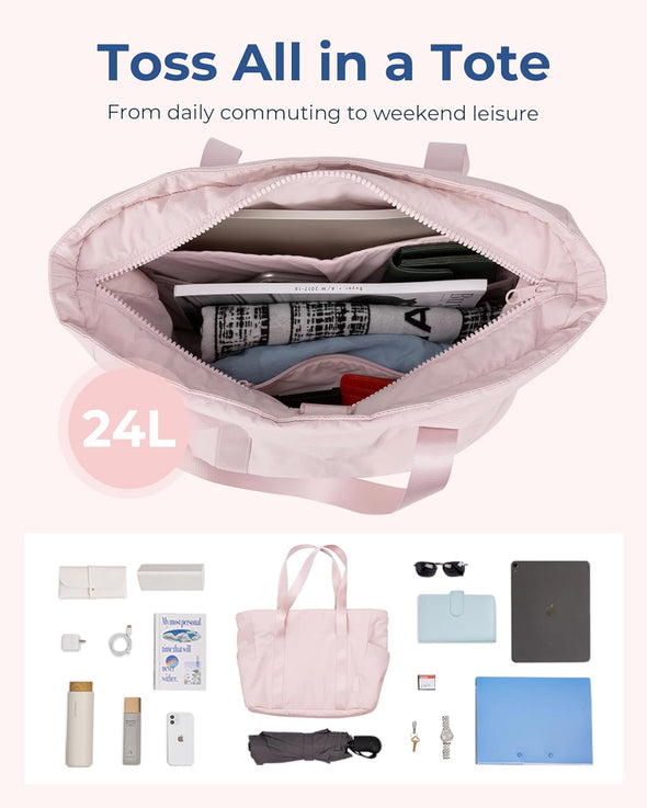 Tote Bag for Women with Zipper, Gym Tote with Compartments, Laptop Work Tote Nurse Dance Yoga Bag for Sport, Travel