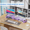 Gianotter Dual Monitor Stand Riser, Desk Organizer with Drawer and 2 Pen Holders, Desk Organizers and Accessories, Purple Office Decor (Purple)