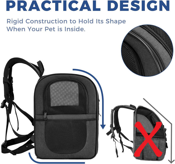 Apollo Walker Pet Carrier Backpack for Large/Small Cats and Dogs, Puppies, Safety Features and Cushion Back Support for Travel, Hiking, Outdoor Use (Black)