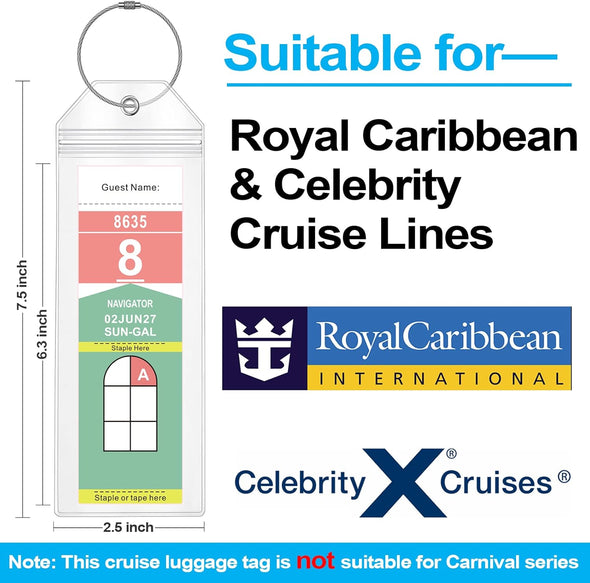 Cruise Luggage Tag Holder for Royal Caribbean Ships and Celebrity, 6Pack Clear Tags Cruise Travel Essentials for 2025-2026