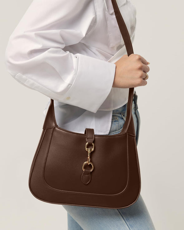 Shoulder Bag for Women - Small Shoulder Purses - Top Handle Structured Handbags - Adjustable Strap Vegan Leather