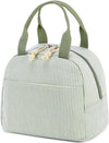 Bluboon Lunch Bag for Women Men Cute Corduroy Lunch Tote Bags Reusable Insulated Lunch Box Large Capacity Reusable Insulated Cooler for Work Picnic or Travel (Stripes Green)