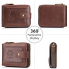 Genuine Leather Zipper Wallet for Men RFID Blocking Large Capacity Vintage Wallet with Coin Pocket ID Window, Coffee