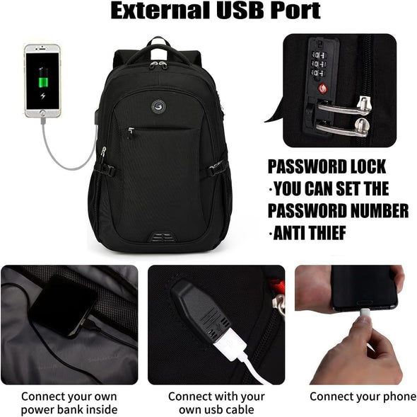 SHRRADOO Durable Waterproof Anti Theft Laptop Backpack Travel Backpacks Bookbag with usb Charging Port for Women & Men School College Students SHRRADOO Durable Waterproof Anti Theft Laptop Backpack Travel Backpacks Bookbag with usb Charging Port for Women & Men School College Students