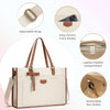Keyli 3Pcs Laptop Bag for Women,15.6 Inch Canvas Tote Bag Work Bags Large Business Computer Briefcase Shoulder Handbag Purse