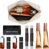 Leather Makeup Bag for Purse Travel, Portable Small Cosmetic Organizer for Women and Girls, Make up Bag with Zipper