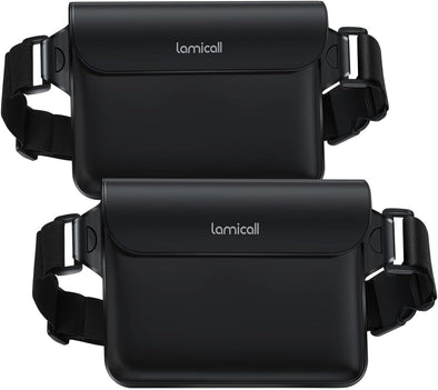 Lamicall Waterproof Fanny Pack - [2Pack] [Easy Handling] Dry Bags Waterproof Pouch with Elastic Waist Strap for Swimming, Beach, Kayaking, Cruise Ship Essentials, 8.7” for Iphone 16 15 14 13 Pro Max