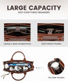 LOVEVOOK Laptop Tote Bag for Women, Vintage Leather Work Bag with Cup Holder, Waterproof Computer Purse, Professional Briefcase Office Shoulder Handbag, 15.6 Inch, Brown