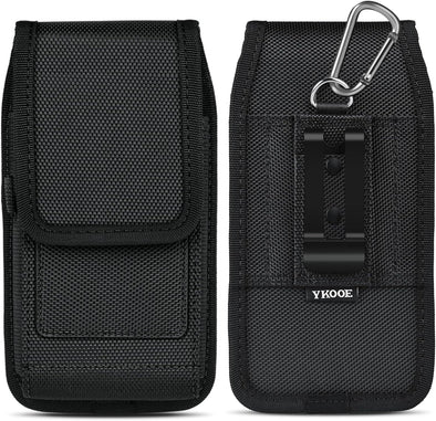Ykooe Cell Phone Holster Compatible with Iphone 16/15/14/13/12 Pro Max & plus Models - Belt Clip and Card Holder, Black, XL