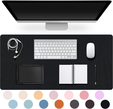 Leather Desk Pad Protector,Non-Slip Desk Pad,On-Slip PU Leather Large Mouse Pad,Easy Clean Desk Protecor Mat,Writing Pad for Office Work/Home/Decor(Black, 23.6" X 13.7")