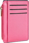 Credit Card Holder for Women Slim Minimalist Front Pocket RFID Blocking Wallet Small Compact Card Case with ID Window, Pink